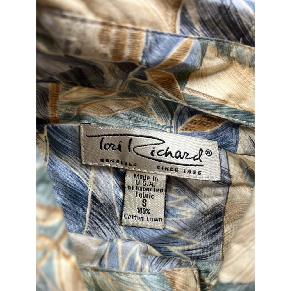 Tori Richard Vintage Hawaiian Shirt Mens Small Cotton Lawn Floral Palm Made USA - Picture 2 of 11